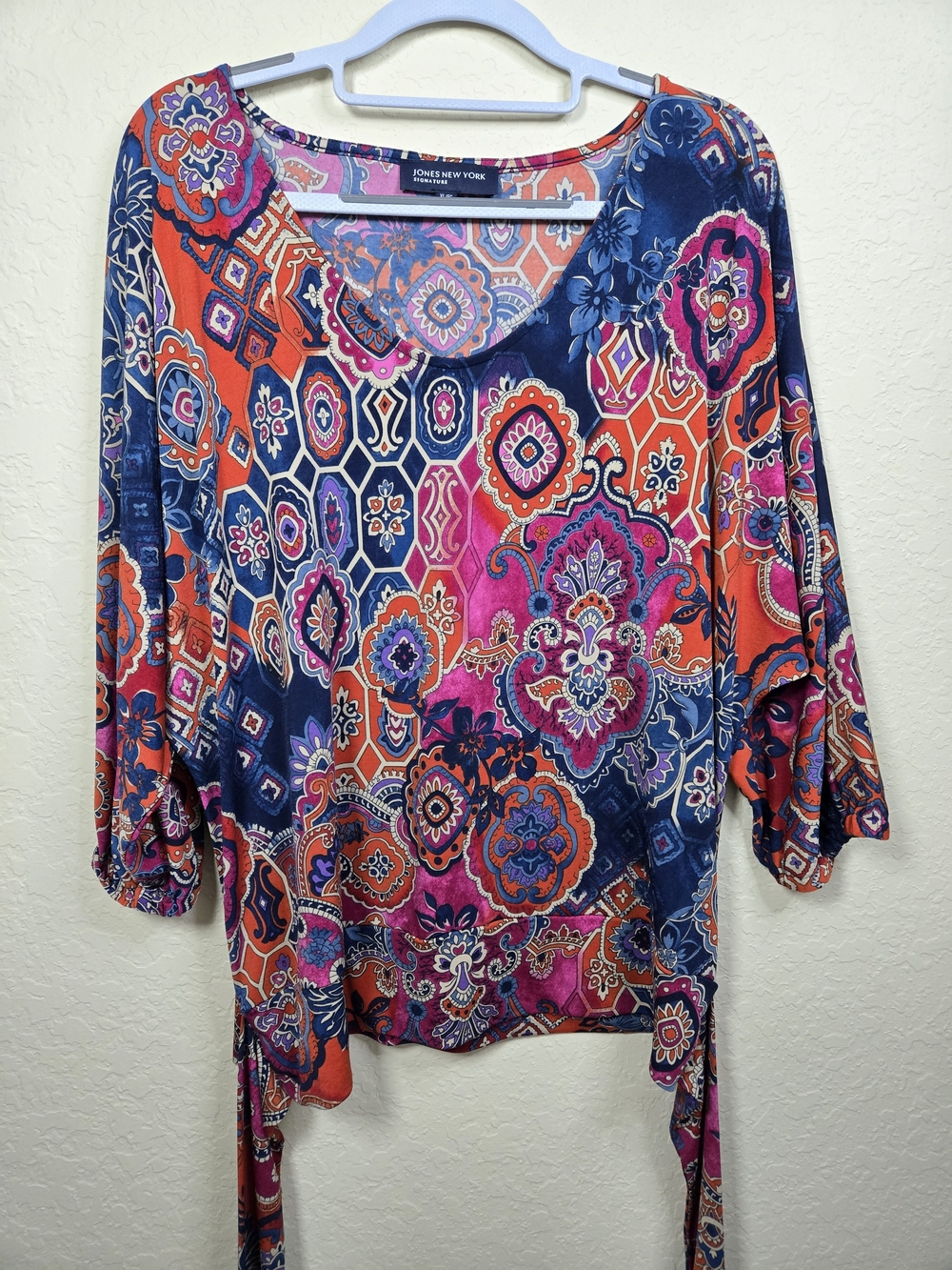 Jones New York Women's Multicolor Paisley Scoop Neck Top